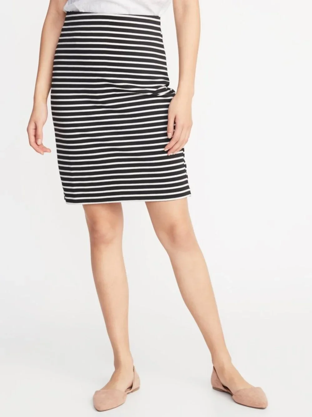 2/$30 Old Navy Ponte-Knit Pencil Skirt for Women Black Stripe Small #A1946